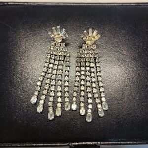 Elegant Silver Crystal Dangle Earrings